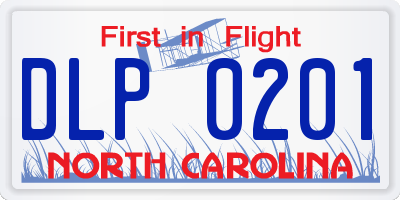 NC license plate DLP0201