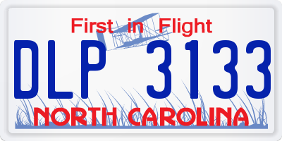 NC license plate DLP3133