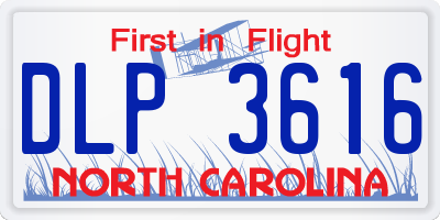 NC license plate DLP3616