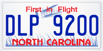 NC license plate DLP9200