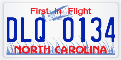 NC license plate DLQ0134