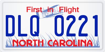NC license plate DLQ0221
