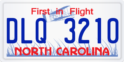 NC license plate DLQ3210