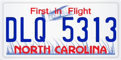 NC license plate DLQ5313