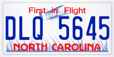 NC license plate DLQ5645