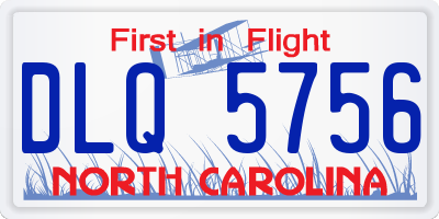 NC license plate DLQ5756