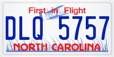 NC license plate DLQ5757