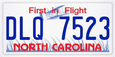 NC license plate DLQ7523
