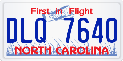 NC license plate DLQ7640