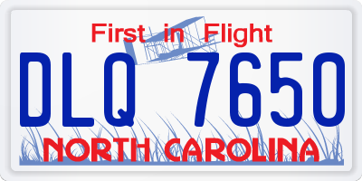NC license plate DLQ7650