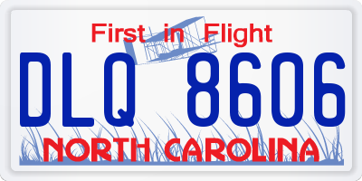 NC license plate DLQ8606