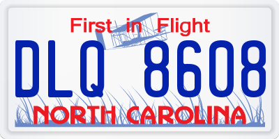 NC license plate DLQ8608