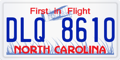 NC license plate DLQ8610