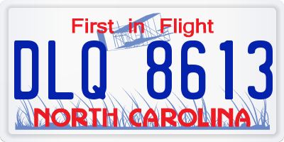 NC license plate DLQ8613