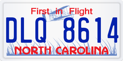 NC license plate DLQ8614
