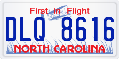 NC license plate DLQ8616