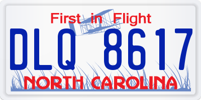 NC license plate DLQ8617