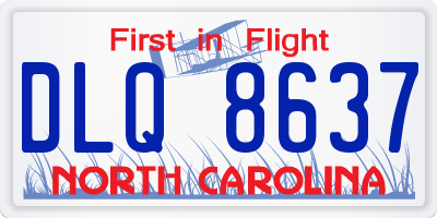 NC license plate DLQ8637
