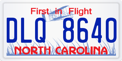NC license plate DLQ8640