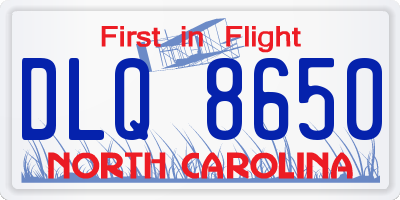 NC license plate DLQ8650