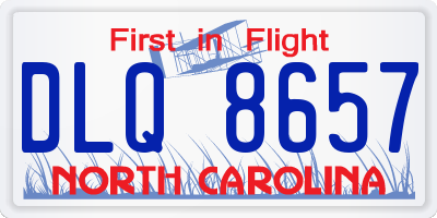 NC license plate DLQ8657