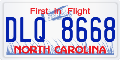 NC license plate DLQ8668