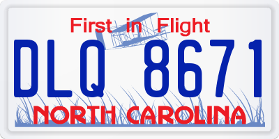 NC license plate DLQ8671