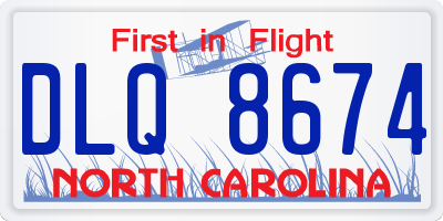 NC license plate DLQ8674