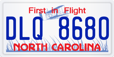 NC license plate DLQ8680