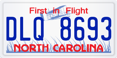NC license plate DLQ8693