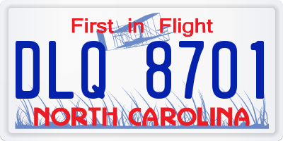 NC license plate DLQ8701
