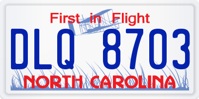 NC license plate DLQ8703