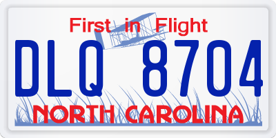 NC license plate DLQ8704