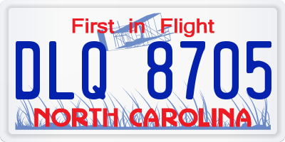 NC license plate DLQ8705