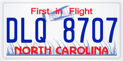 NC license plate DLQ8707