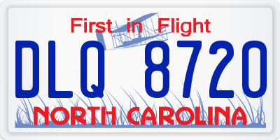 NC license plate DLQ8720