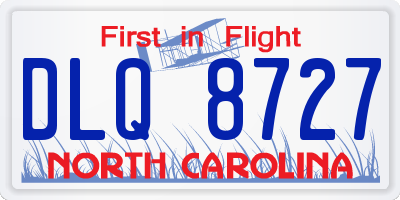NC license plate DLQ8727