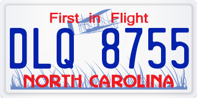 NC license plate DLQ8755