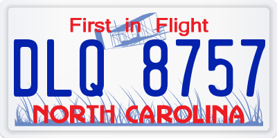 NC license plate DLQ8757