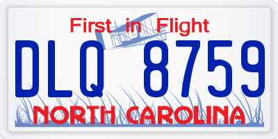 NC license plate DLQ8759