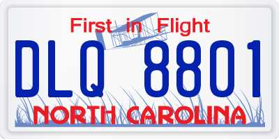 NC license plate DLQ8801
