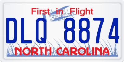 NC license plate DLQ8874