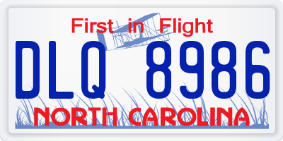 NC license plate DLQ8986
