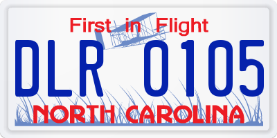 NC license plate DLR0105