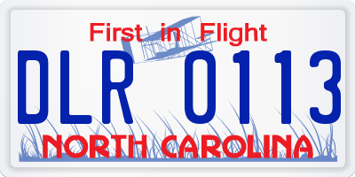 NC license plate DLR0113