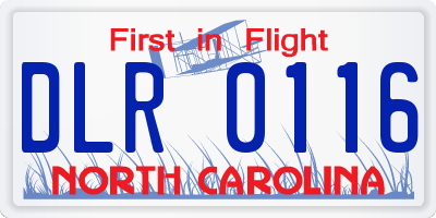 NC license plate DLR0116