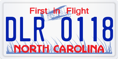 NC license plate DLR0118