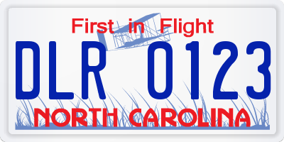 NC license plate DLR0123