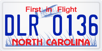 NC license plate DLR0136