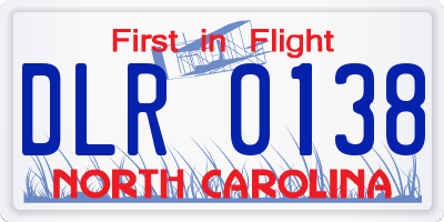 NC license plate DLR0138